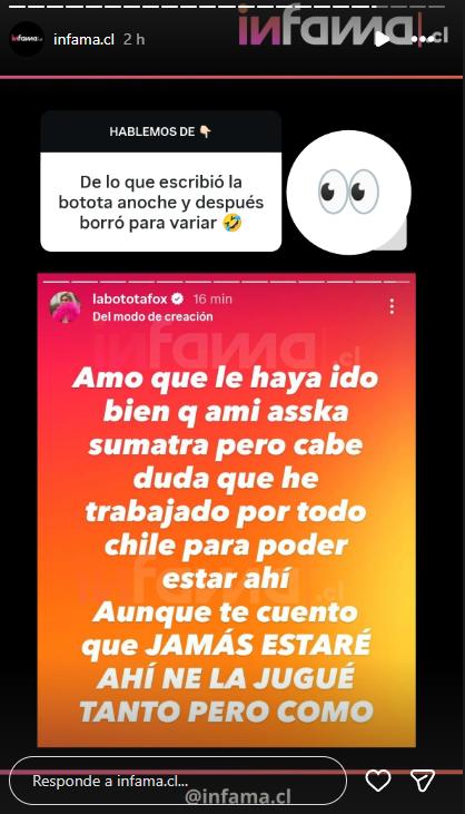 Polémicas palabras de Botota Fox por show de Asskha Sumathra en Viña 2026 | Instagram