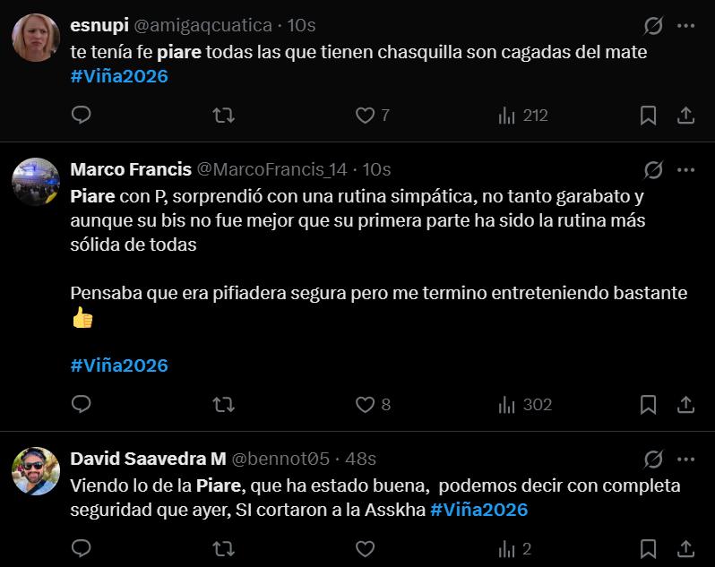 Piare con Pe conquistó a la Quinta Vergara en Viña 2026 - X