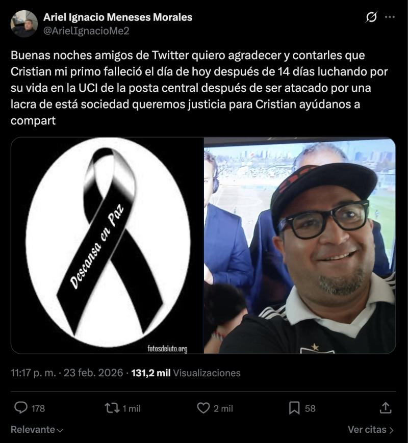 Familiar de Cristián, padre de familia asesinado por venezolano.