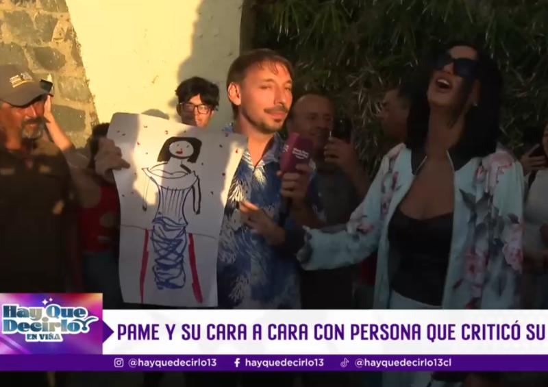 El dibujo que hicieron de Pamela Díaz con su vestido