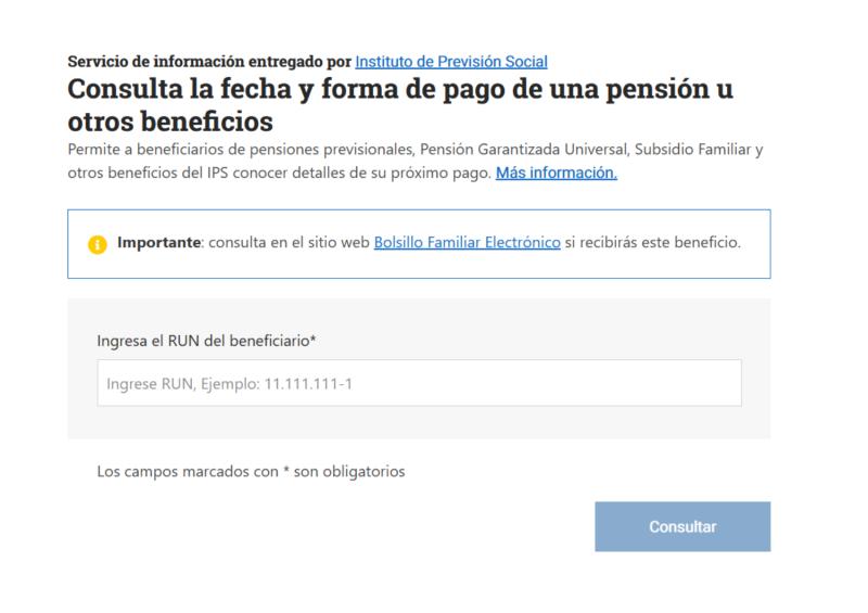 Basta con escribir el RUT y pulsar consultar para saber si se tiene pendiente el Bono Dueña de Casa