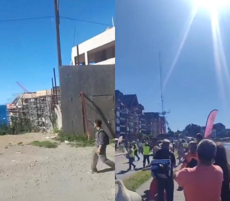 Increíble registro de grúa que cayó en vía pública de Puerto Varas.