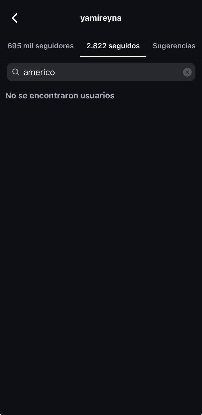 Yamila Reyna no sigue a Américo.