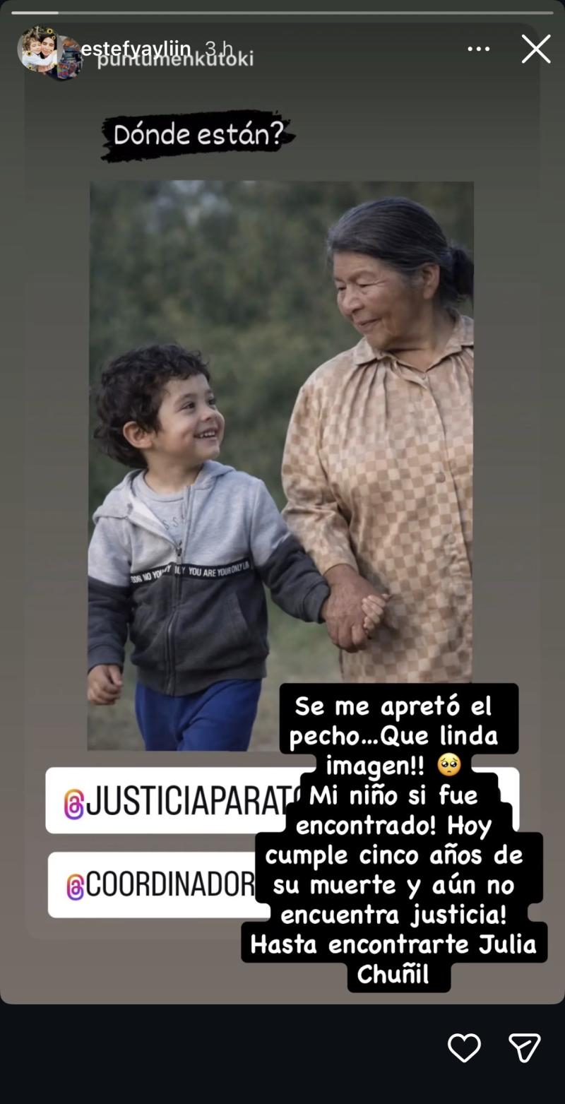 Madre de Tomás Bravo comparte fotografía de su su hijo junto a Julia Chuñil.