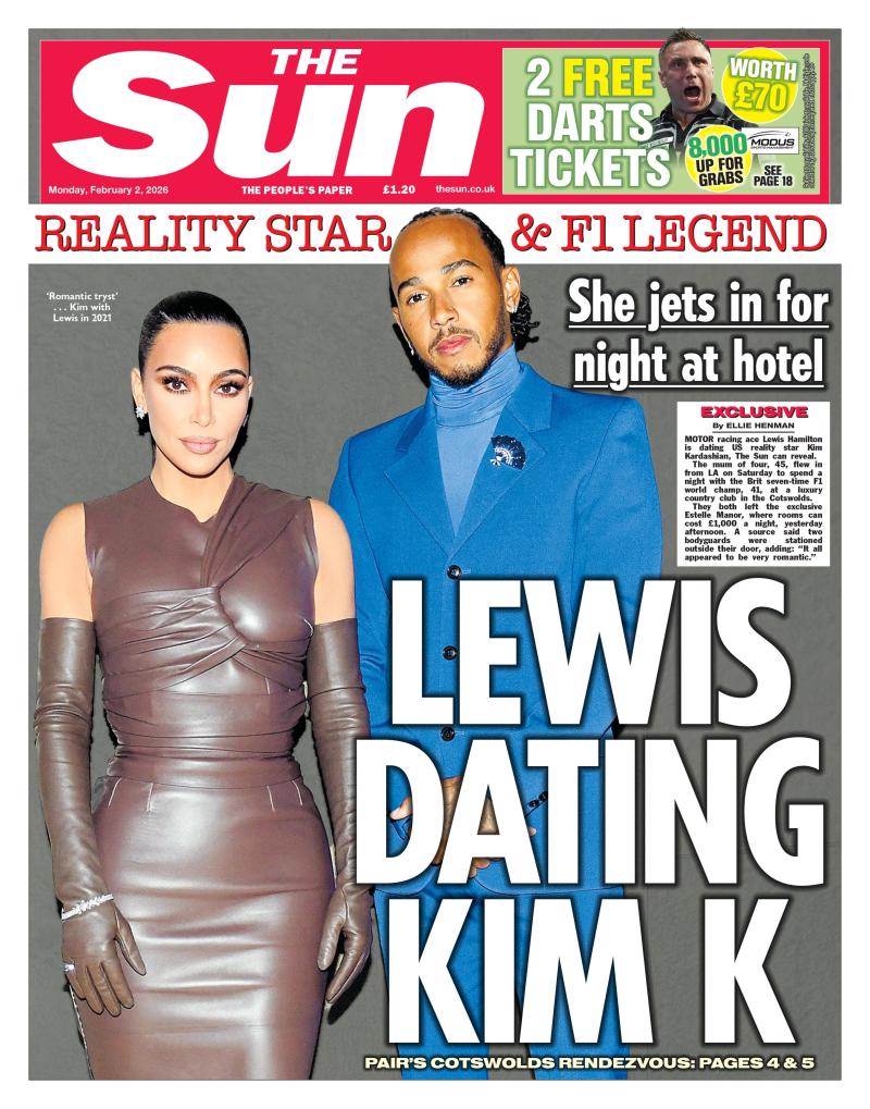 The Sun - Kim Kardashian y Lewis Hamilton