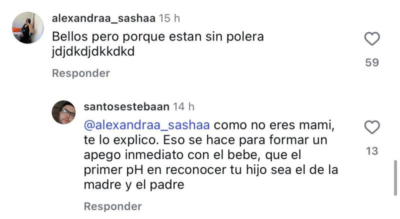 Comentarios en post de Sammis Reyes y Emilia Dides | Instagram