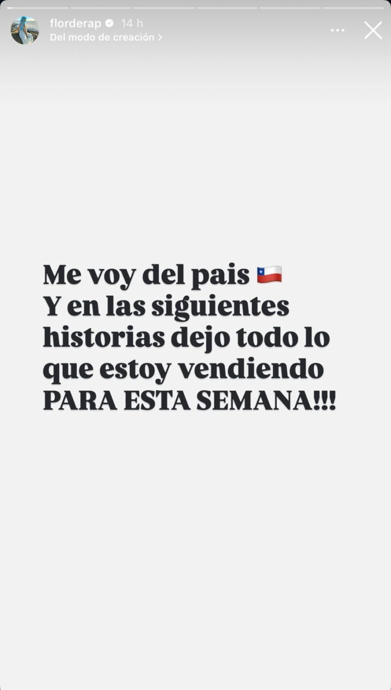 Flor de Rap confirmó en redes sociales que deja Chile - Instagram