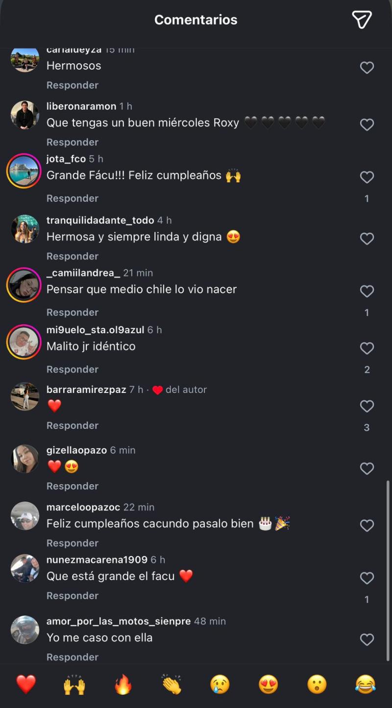 Comentarios que generó la publicación de Roxana Hernández - Instagram