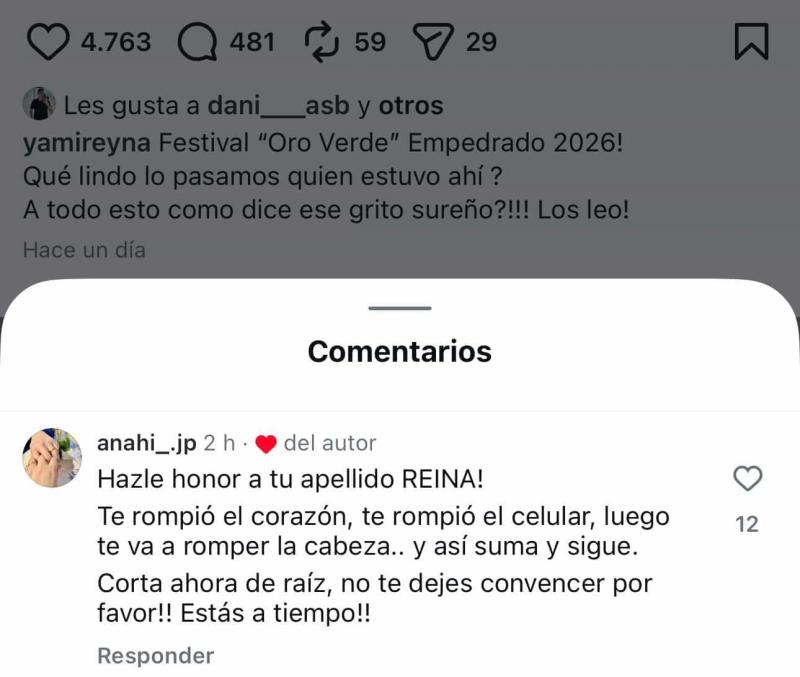 Los comentarios a los que reaccionó Yamila Reyna - Instagram