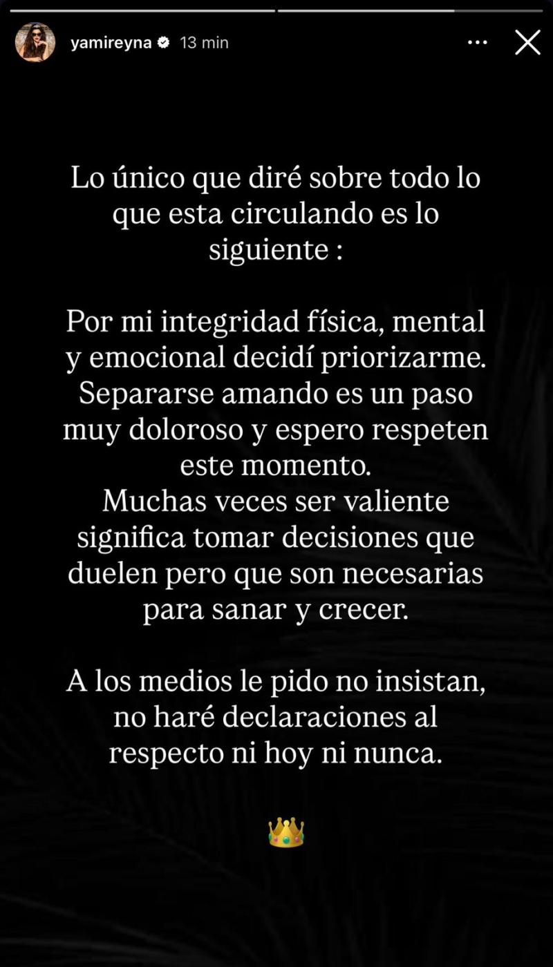 El comunicado de Yamila Reyna tras separse de Américo - Instagram