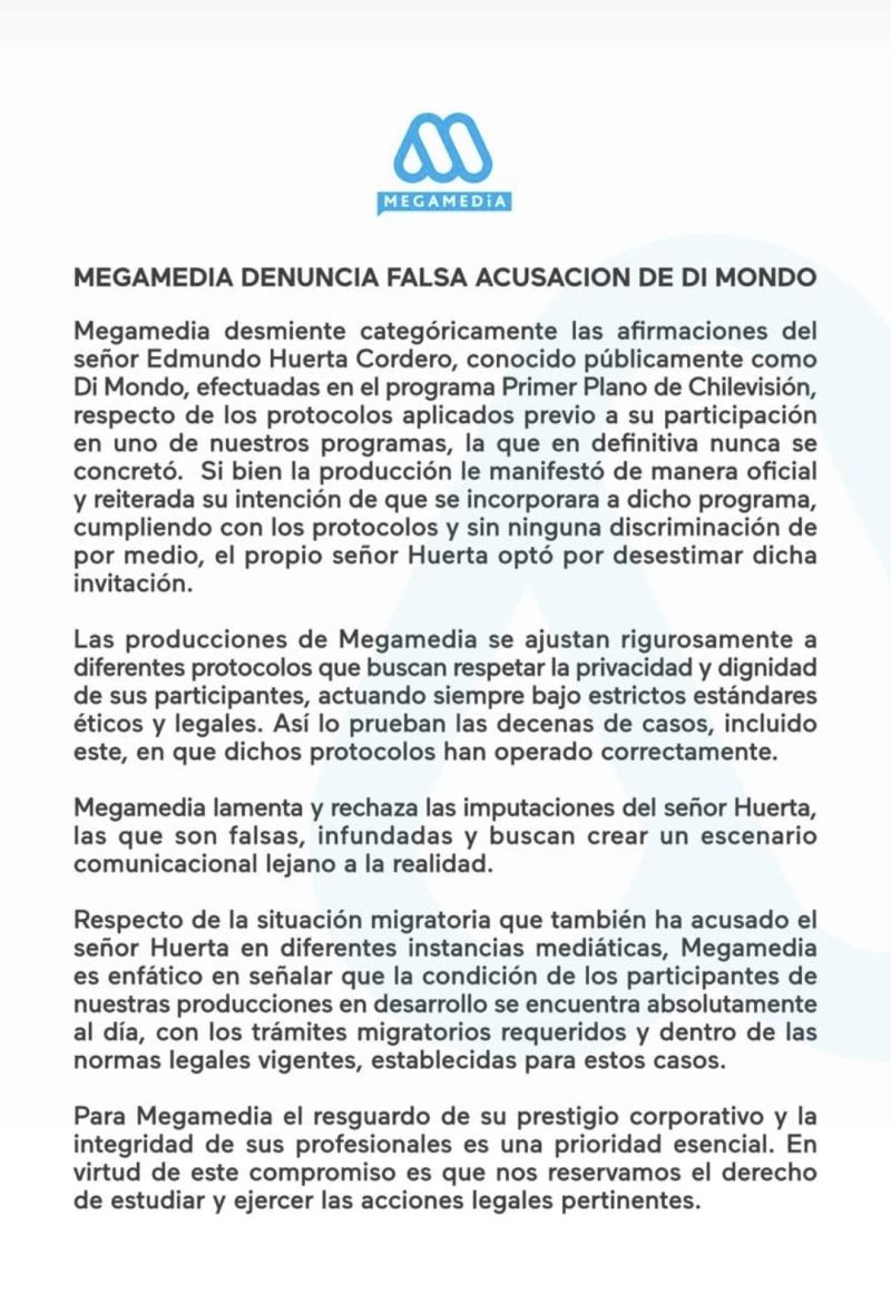 Comunicado de Megamedia