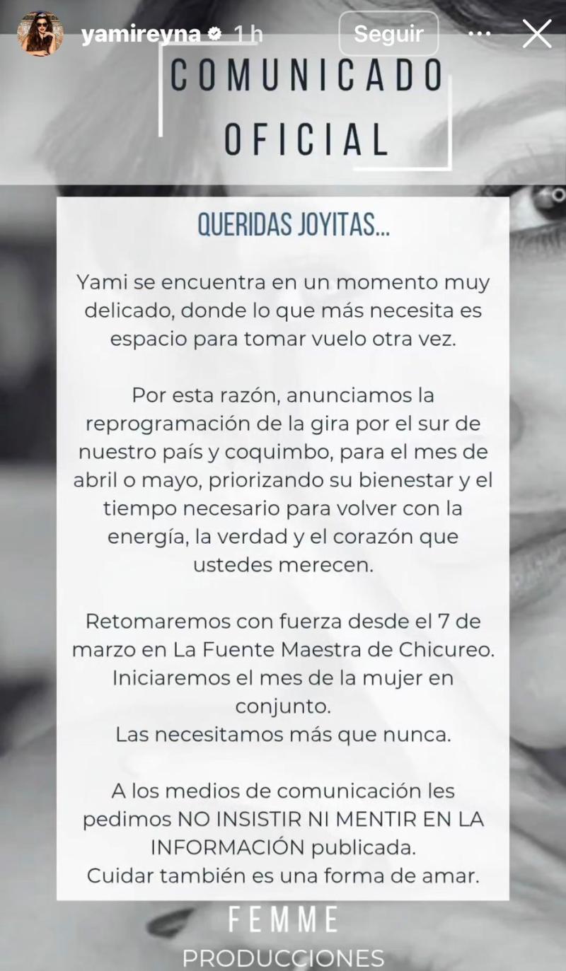 El comunicado de Yamila Reyna