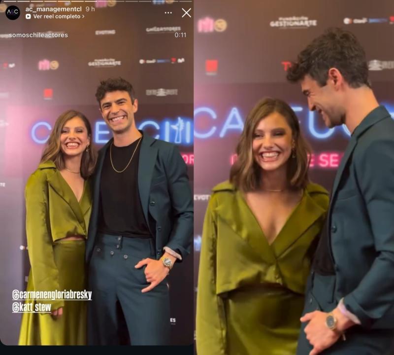 Jorge Arecheta y Octavia Bernasconi posan juntos en Premios Caleuche | Instagram