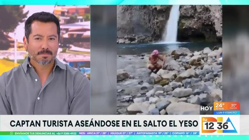 Periodista Rodrigo Pérez muestra video viral de turista aseándose en el Salto El Yeso | Tu Día