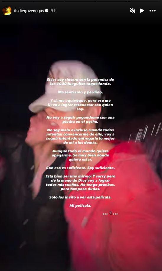Diego Venegas publicó un sinceró mensaje sobre la polémica que lo envolvió.