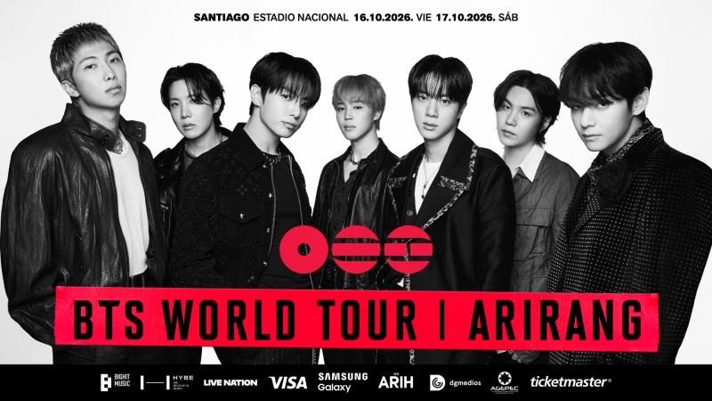 Afiche de concierto de BTS en Chile. Créditos: DG Medios.