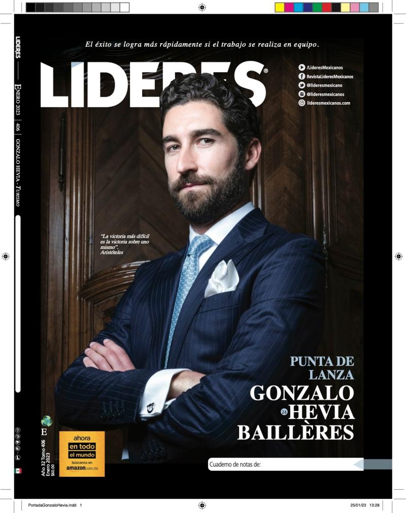 Gonzalo Hevia Baillères, el nuevo novio de Emma Watson, en la portada de la revista empresarial Líderes Mexicanos. Créditos: Facebook de Líderes Mexicanos.