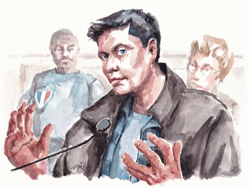 Dibujo del juicio de Nicolás Zepeda | AFP