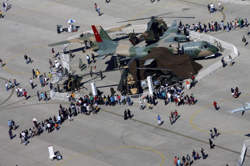 Archivo de la vista aérea de exposición de FIDAE. Créditos: Agencia UNO.