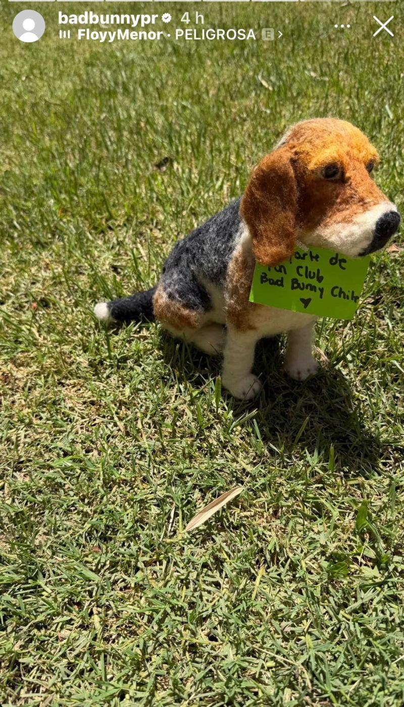 Sansa, perrita de Bad Bunny, en peluche