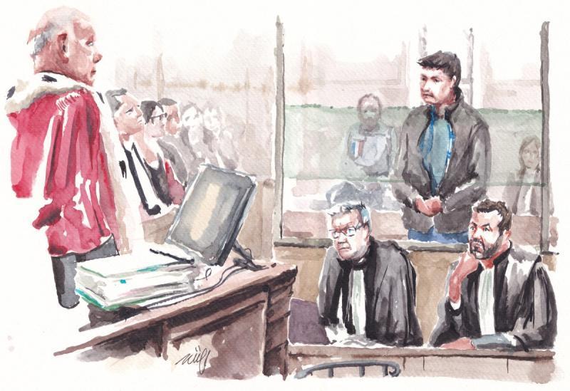 Dibujo del juicio de Nicolás Zepeda | AFP