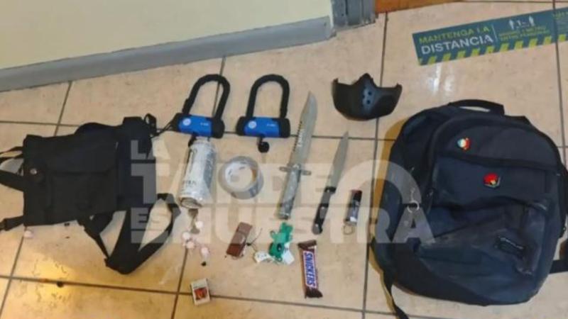 Las armas que utilizó el estudiante de Calama