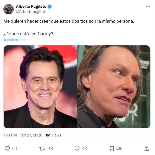 Usuarios en X cuestionan apariencia de Jim Carrey