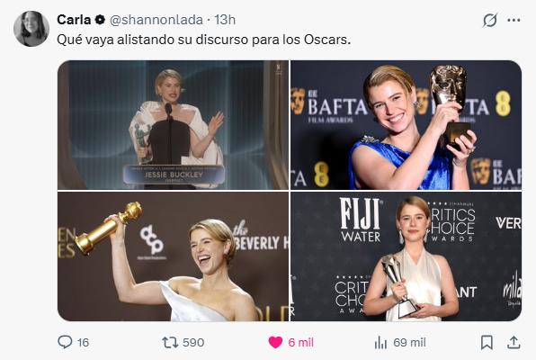 Jessie Buckley ha logrado imponerse con Hamnet para los Premios Oscar 2026 - X