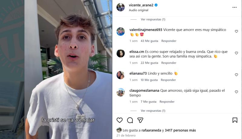 Comentarios que recibió Vicente, hijo de Rafael Araneda - Instagram