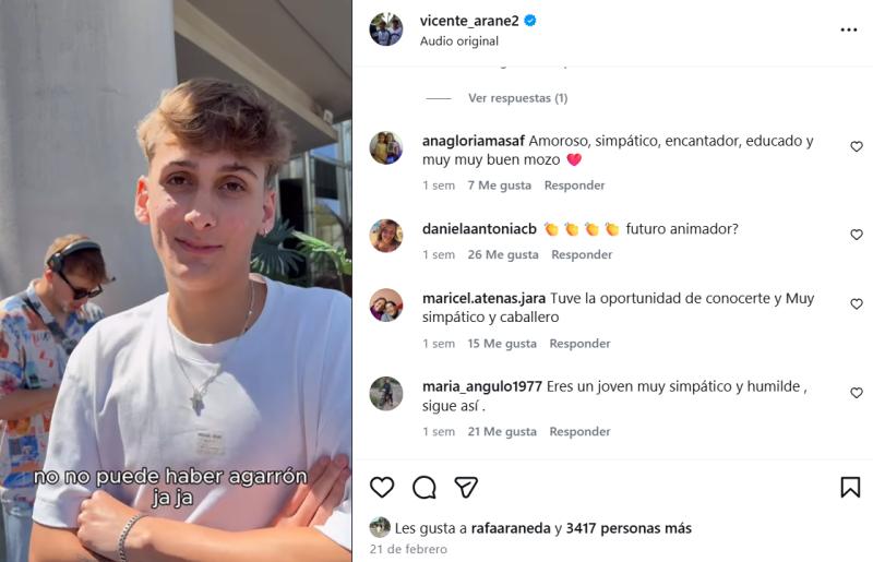 Comentarios que recibió Vicente, hijo de Rafael Araneda - Instagram