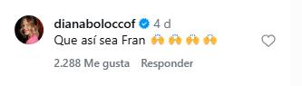 Diana Bolocco deja mensaje de apoyo a Fran Maira | Instagram