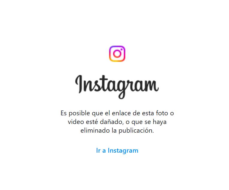 Publicación eliminada | Instagram