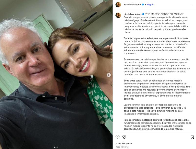 Nicole Block y Dr. Pedro Vidal | Instagram
