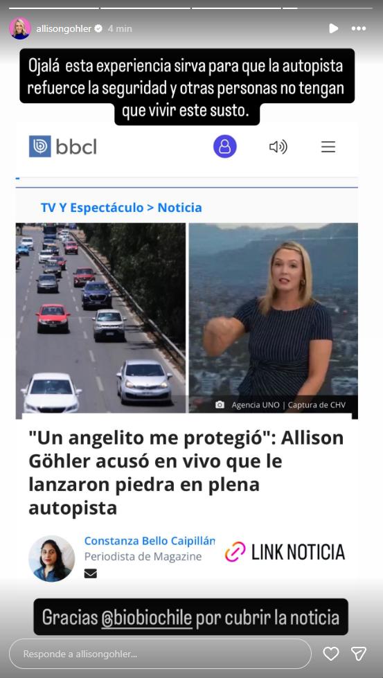 Allison Göhler revela que le lanzaron piedras a su vehículo | Instagram