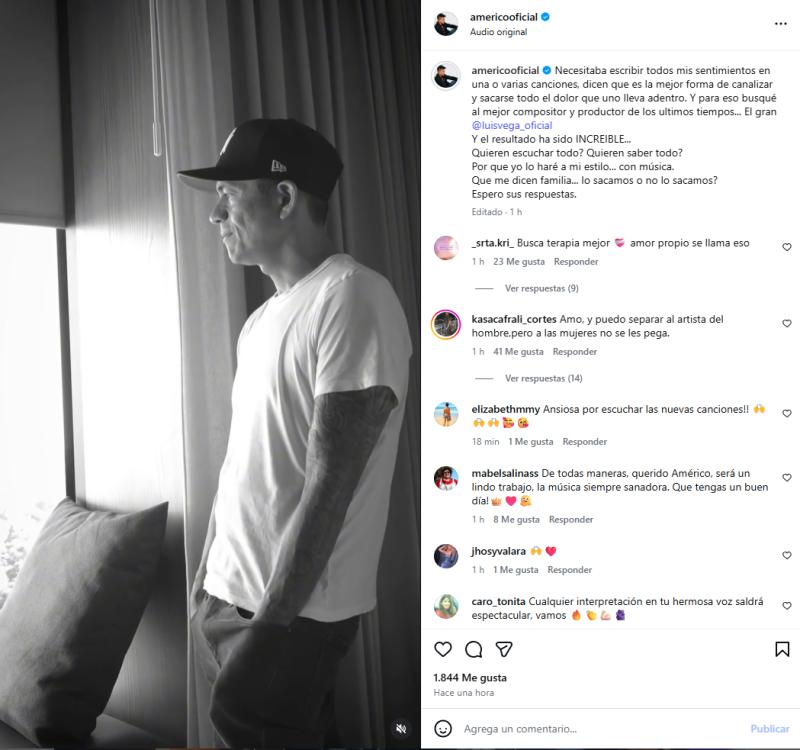 Américo sacará música para contar su dolor | Instagram