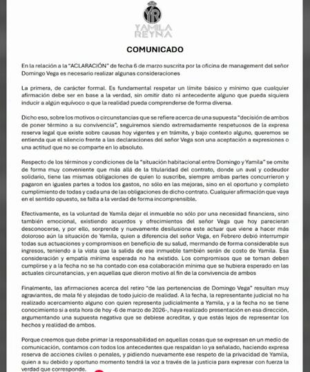 Comunicado en defensa de Yamila Reyna - Captura Hay que decirlo