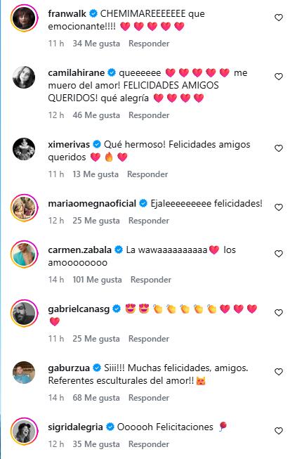 La reacción de colegas hacia el anuncio de la pareja | Instagram