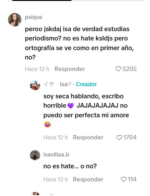 Comentarios que recibió Isabel Calvo - Tiktok