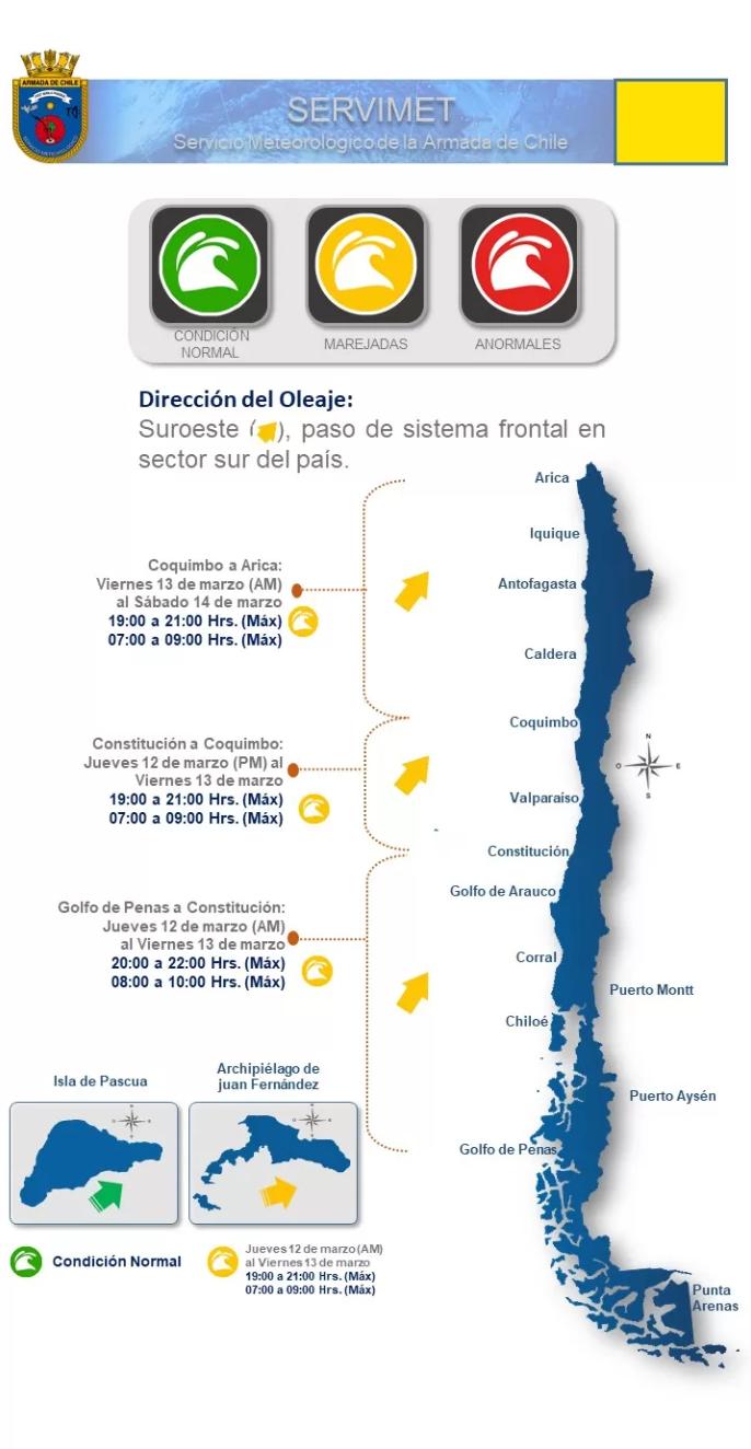 Marejadas este jueves 12 y viernes 13