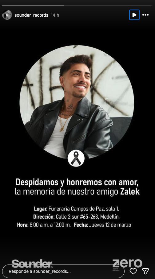 Publicación de Sounder Records: muerte de Zalek.