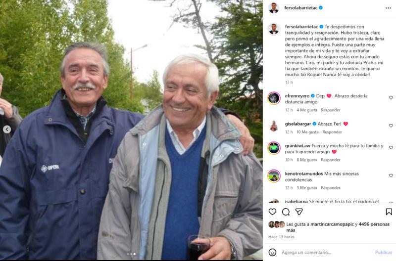 Fernando Solabarrieta comunicó el fallecimiento de su tío | Instagram