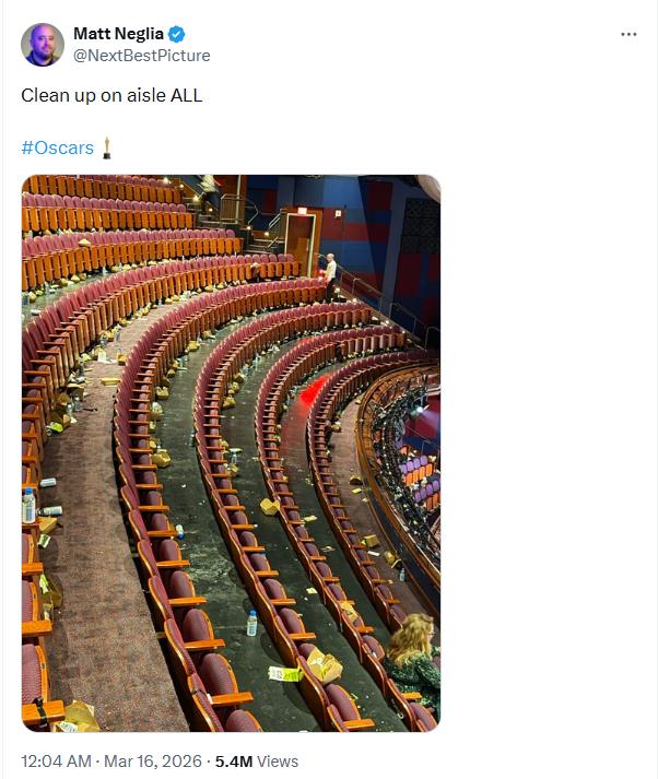 La polémica imagen de los Oscar 2026 | X - Matt Neglia