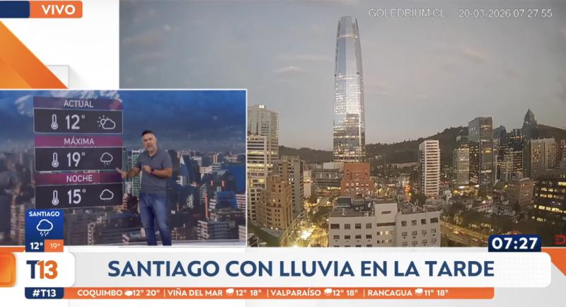 A qué hora comienza la lluvia en Santiago.