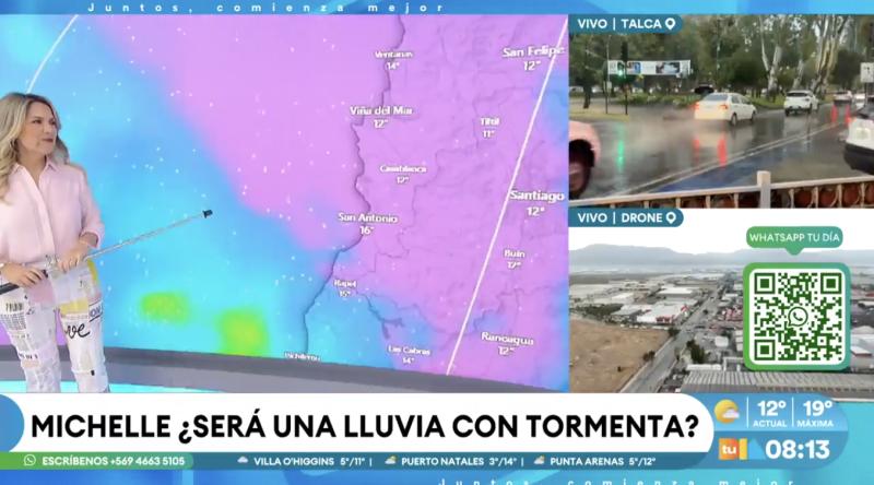 Michelle Adam anuncian lluvias para este fin de semana en Santiago.