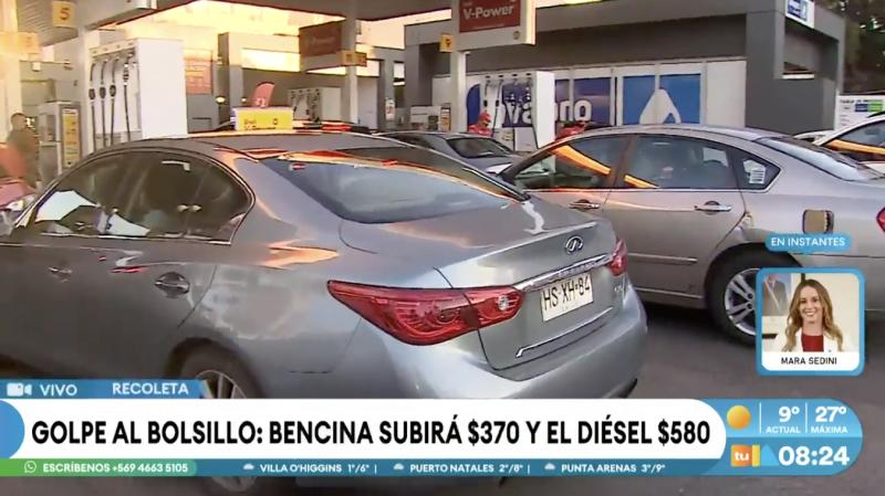 Largas filas en la previa del alza histórica de combustibles.