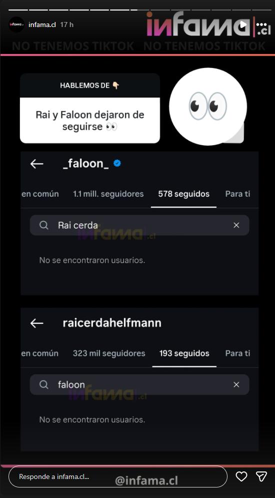 Rai y Faloon se dejaron de seguir en redes | Instagram