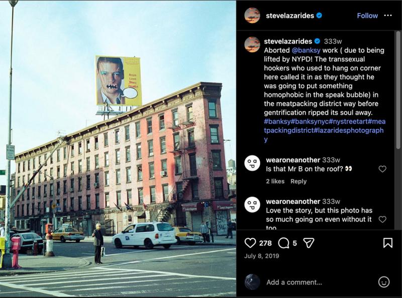 Intervención de Bansky | Hudson Street Nueva York | Instagram