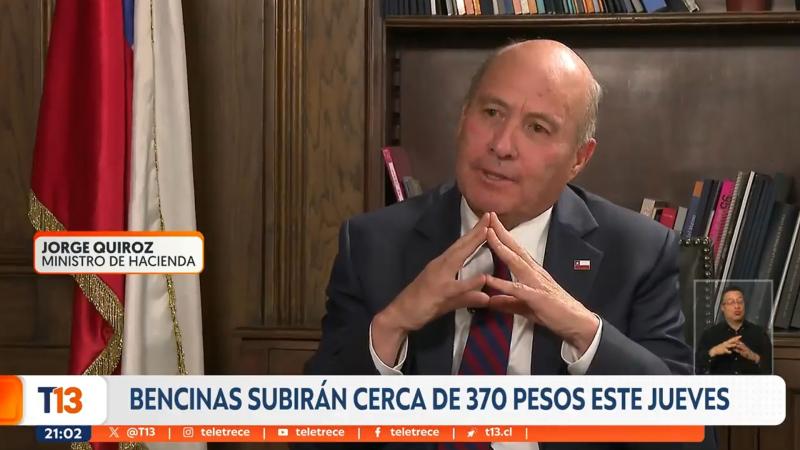 Ministro Jorge Quiroz habla sobre el alza en las bencinas