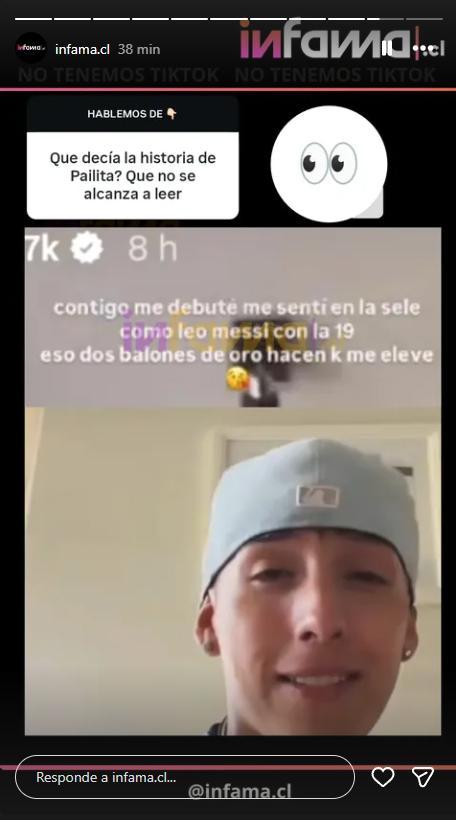 Detalle en canción de Pailita, video que borró de sus historias | Instagram
