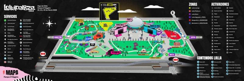 Mapa oficial del Lollapalooza Chile 2026
